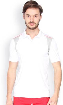 CAMPUS SUTRA Solid Men Polo Neck White, Grey T-Shirt