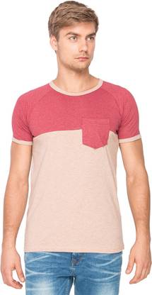 CAMPUS SUTRA Solid Men Round Neck Red, Brown T-Shirt