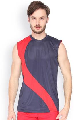 CAMPUS SUTRA Solid Men Round Neck Red, Blue T-Shirt