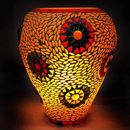 EarthenMetal Handcrafted inverted Dome Shaped Mosaic Style Honey Hive Design Table Lamp