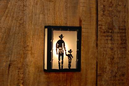 Logam Cowboy with Son Metal Cut Night Lamp