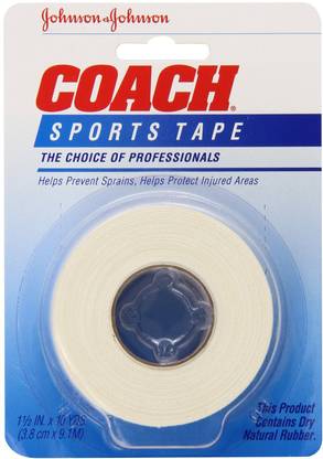 Johnson & Johnson Coach Sports Tape 4 - 1.5-Inch x 10Yard Rolls Injury Tape