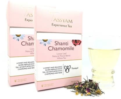 Tassyam Tassyam Shanti Chamomile White Tea Darjeeling Handmade 50 grams (2x 25g), Pack of 2 Rose, Chamomile Tea Box