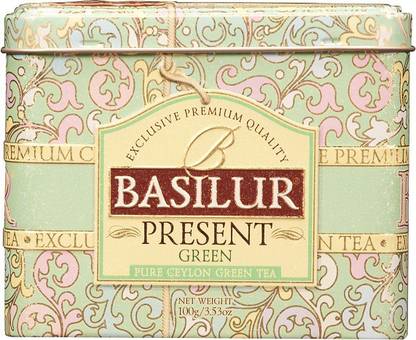 Basilur PRESENTGREEN tincaddy Strawberry Green Tea Tin