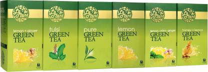 LaPlant Green Tea Collection - 150 Tea Bags Lemon, Honey, Ginger, Mint, Tulsi Green Tea Box