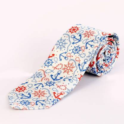 BLACKSMITH Blue Sailors Anchor Design Graphic Print Men Tie