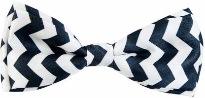 BLACKSMITH Black And White Chevrondesign Bow Geometric Print Men Tie