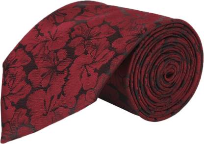 Silk and Satin Maroon Floral Print Men Tie