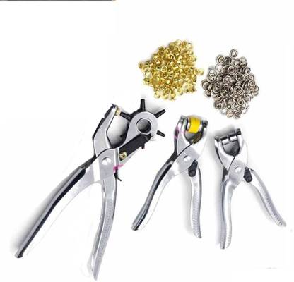 DIY Crafts Work 3pc Leather Belt Hole Punch Snap Button Grommet Setter Tool Kit Hole Leather Punch Kit Set Tool Belt