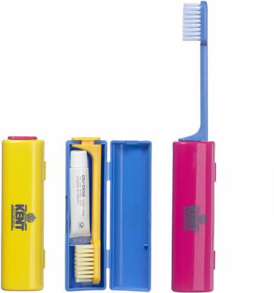 KENT Foldable Travel with travel Toothpaste Medium Toothbrush