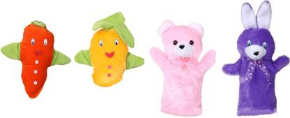 Deals India Teddy, Bunny, Mango and Carrot (set of 4) Hand Puppets