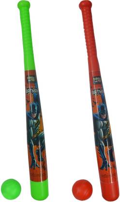 BATMAN Two 22" Inches Plastic Baseball Bats & Balls Set Baseball Bat