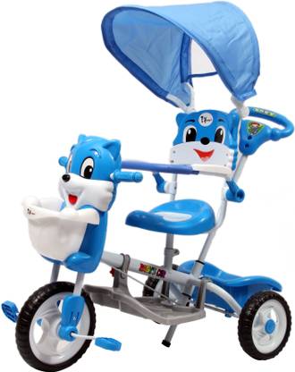 Toyhouse Easy To Steer Cat Baby Cycle With Canopy And Push Handle Steering System Blue Thtca26-3b Tricycle