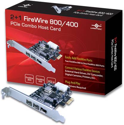 Vantec 2+1 FireWire 800/400 PCIe Host (UGT-FW210) TV Tuner Card