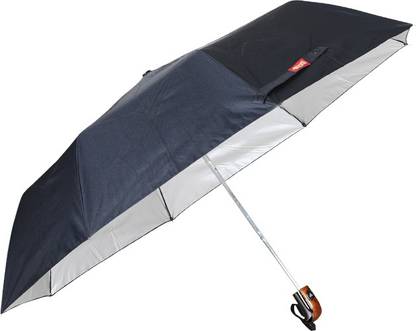 Real Amazon 3 Fold Black Silver Umbrella
