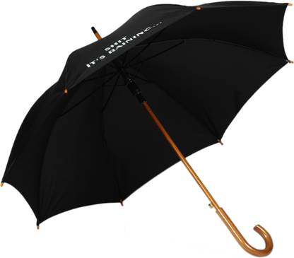 Tello Single Fold Shit It'S Raining Umbrella Black Umbrella