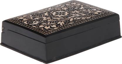 ADAA Bidri Rectangular - Flower Design (Pure Silver Wire Work) Multipurpose Vanity Box