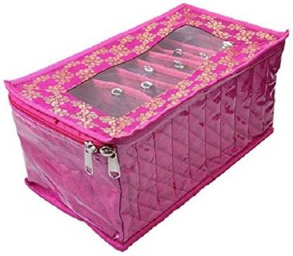 KUBER INDUSTRIES Box With 10 Transparent Pouches (Pink) Make Up Vanity Box