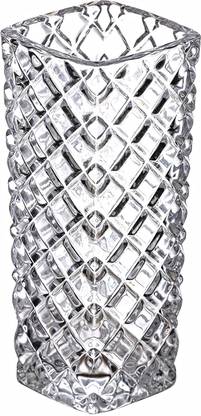 प्रक्ष Decorative Small size Thick Flower Crystal Touch Vase Height 16 cm कॉंच वास