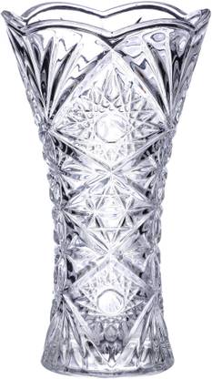 प्रक्ष Decorative Large Crystal Touch Flower Vase Height 9.5 inch कॉंच वास