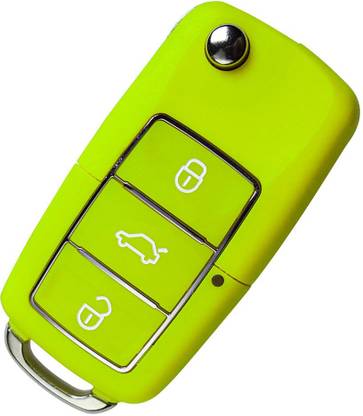 1-KEY Flip Key Shell For Skoda Octavia, Laura, Superb, Fabia 3 Button (Green) Car Key Cover