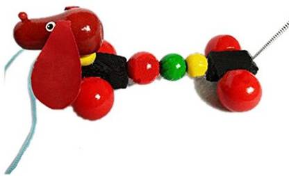 COFFLED Kids Push Pull Toys Early Learning Wooden Toddler Toy Walking Walker Drawstring Puppy