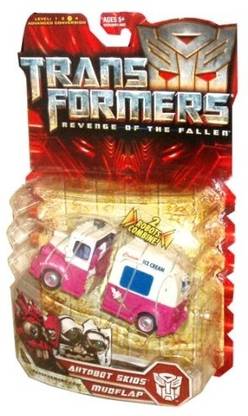 TRANSFORMERS Movie Series 2 "Revenge of the Fallen" Deluxe Class 2 Pack 5 Inch Tall Robot Action Figures - Autobot SKIDS and MUDFLAP that Combines to Form ICE CREAM TRUCK