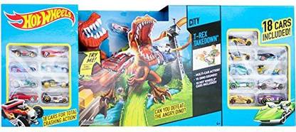 HOT WHEELS Trex Takedown Playset With 18 Cars