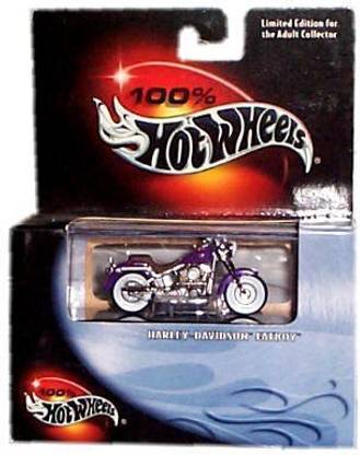 HOT WHEELS 100% Limited Edition Cool Collectibles Series - Harley Davidson Fatboy Mounted in Plastic Display CaseMotorcycle