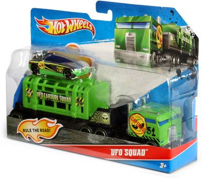 HOT WHEELS UFO Squad Car and Trailer Set