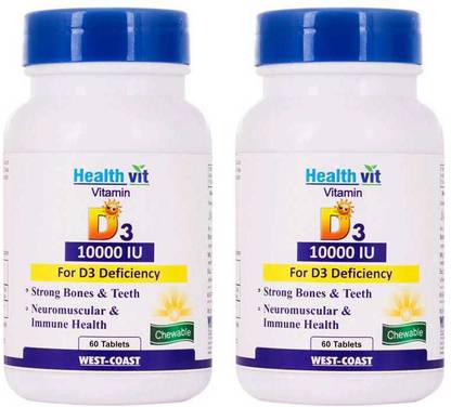 HealthVit Vitamin D3 10000 IU (Pack of 2)