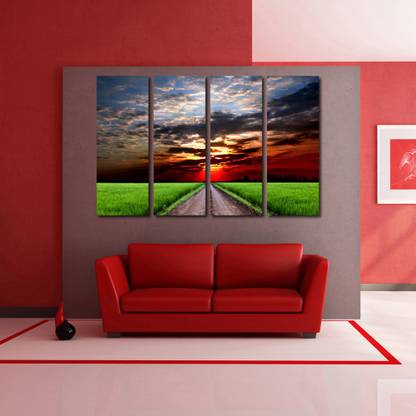 999 Store Multiple Frames Printed Road Between Firm like Modern Wall Art Painting - 4 Frames (127x76 Cm)