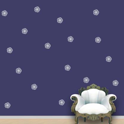 Wall Design Flower Swirl Wall Pattern White Stickers Set of 60 Pack of 60