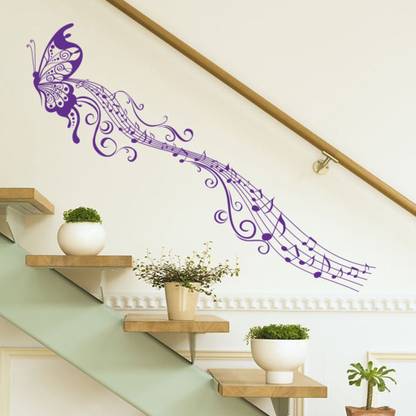 Happy Walls Elegant Musical Butterfly With Music Notes In Purple