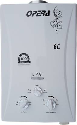 Optra 6 L Instant Water Geyser (Gas Geyser, White)