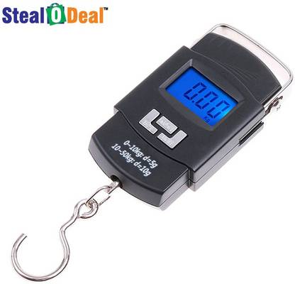 StealODeal Portable Handheld 50 Kg Electronic Led Travel Luggage Weighing Scale