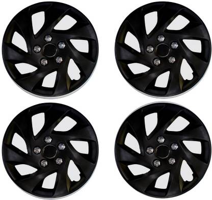 AUTO PEARL Premium Quality Car Full Black Wheel Cover Caps Black 14 inches Press Type Fitting Wheel Cover For Hyundai Elite i20