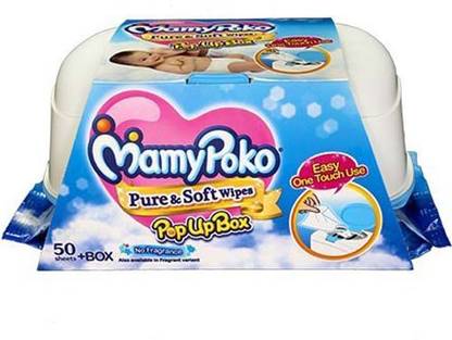 MamyPoko Pure and Soft No Fragrance Wipes Box (Dark Blue, 50 sheets)
