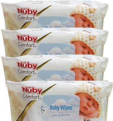 NUBY Baby Wipes soft & gentle 80 Count (Pack of 4)