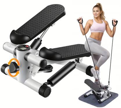 HARIVAR MART 2-in-1 Mini Stepper with Adjustable Resistance with Two Elastic Ropes Ab Exerciser