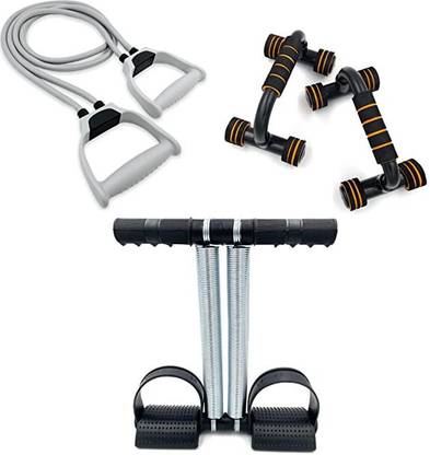 MANROM Double Toning ResistanceTube&Double Spring Tummy Trimmer with Push up Bar Stand Ab Exerciser