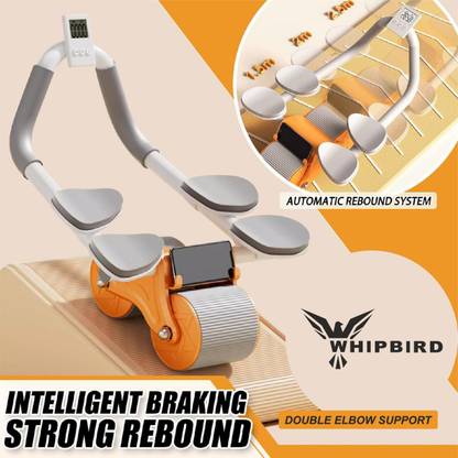 Whipbird New Upgraded Automatic Rebound Abdominal Wheel with 4 Elbow Support with Timer Ab Exerciser