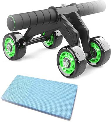 Newbury Fitness Ab Roller 4 Wheel Exercise Equipment for Home, Gym with knee mat (Multi) Ab Exerciser