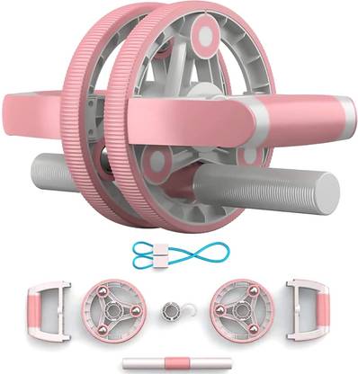 Strauss Multifunction Abs Roller With Push Up Bar & Resistance Tube | Ab Wheel Roller Ab Exerciser