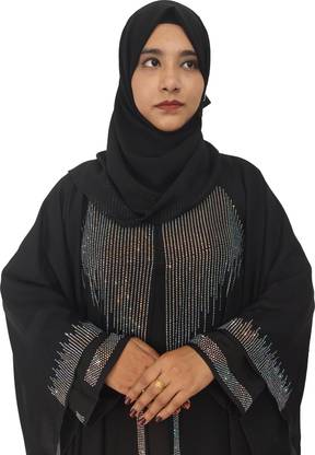 Latest Dising Silk Blend Solid Abaya With Hijab