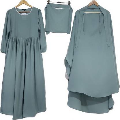 HIJAB WORLD Nida Matte Solid Abaya With Hijab