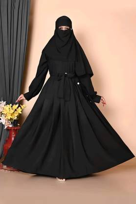 HrCollection Cotton Silk Solid Abaya With Hijab