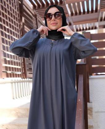 Sanjari Cotton Blend Self Design Abaya With Hijab