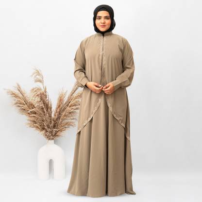 MODEST CITY Crepe Self Design Abaya With Hijab