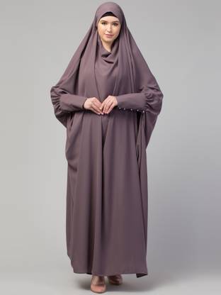 BAHAYA Nida Matte Solid Abaya With Hijab